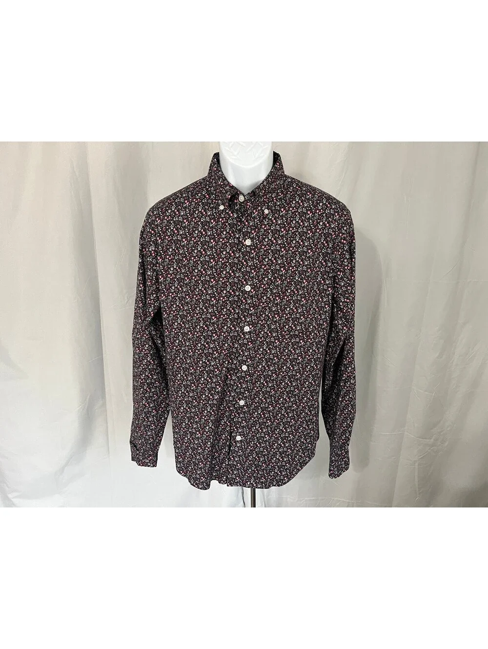 J. Crew Men's Blue Pink White Slim Fit Flex l/s Shirt Medium M Button Down